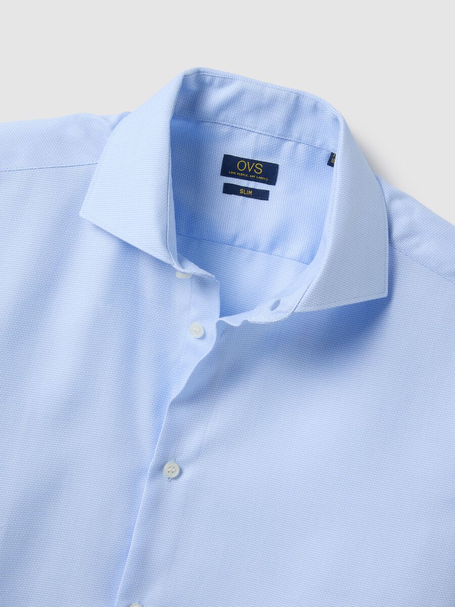 Light blue shirt with French collar in pure cotton slim fit_5