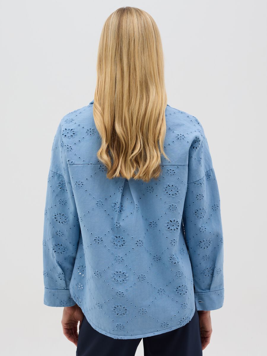 Blue embroidered cotton shirt_2