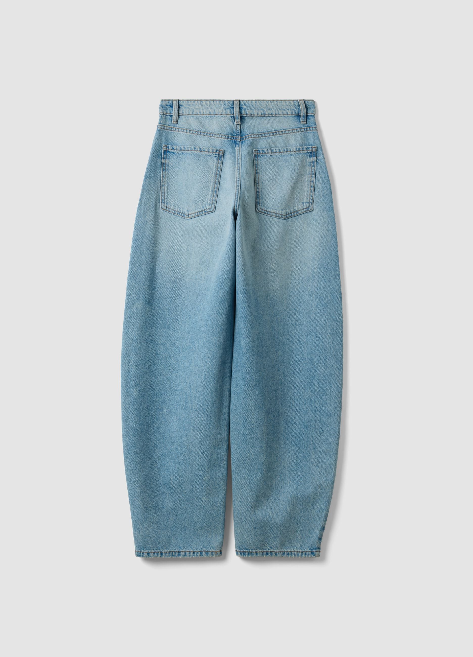 Jeans lavaggio chiaro denim in puro cotone barrel fit
