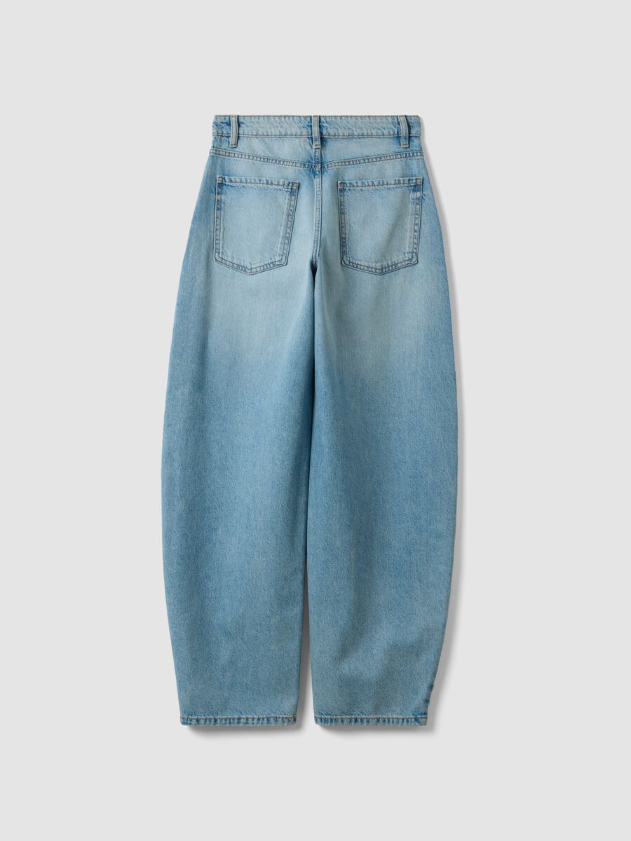 Jeans lavaggio chiaro denim in puro cotone barrel fit_2