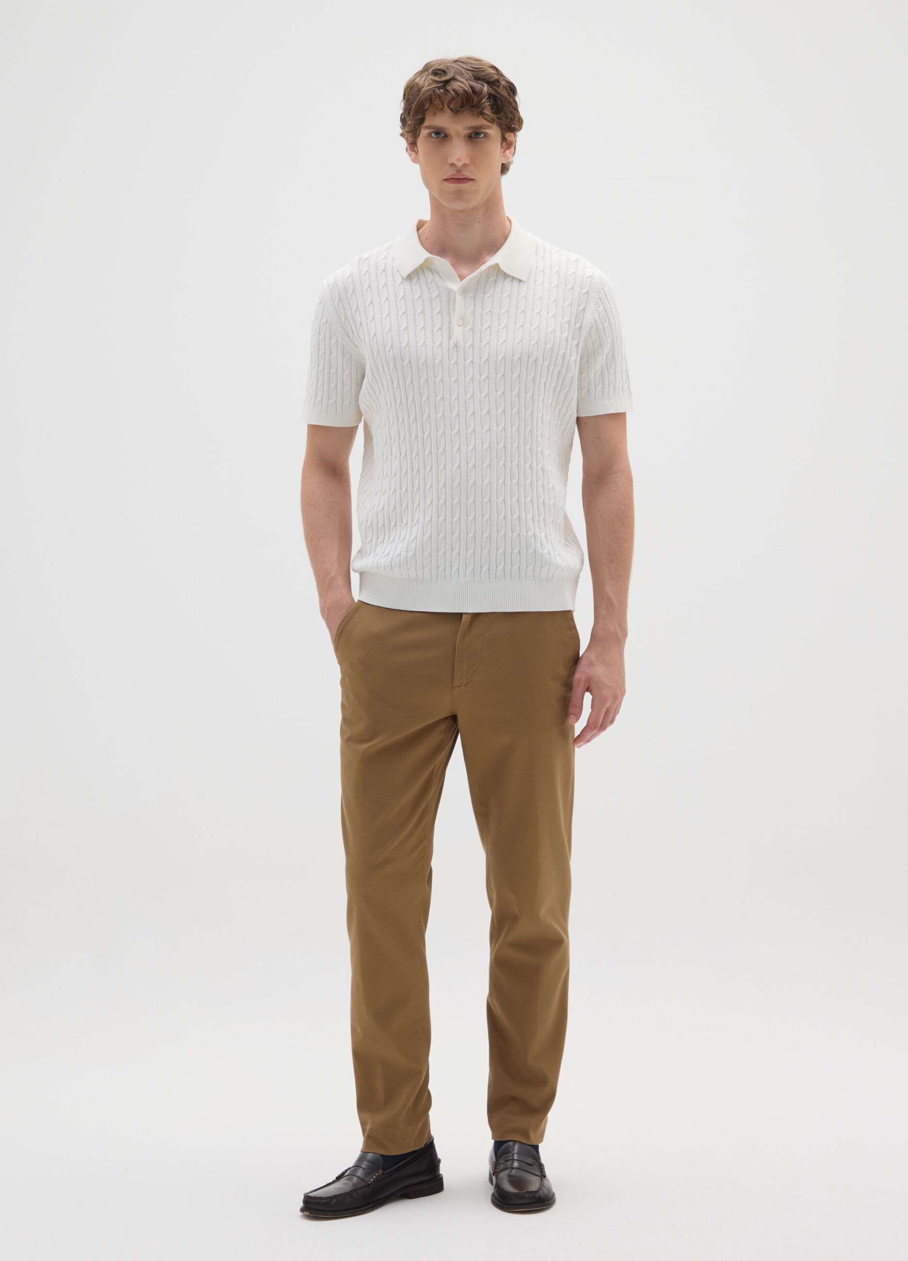 Pantaloni chino marroni in cotone elasticizzato slim fit