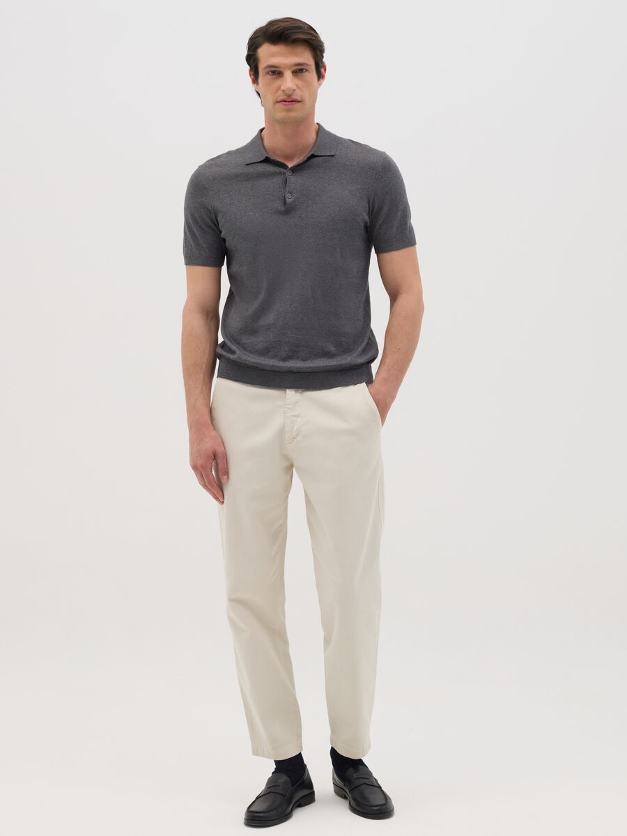Ovs Beige Cotton Chino Trousers_0