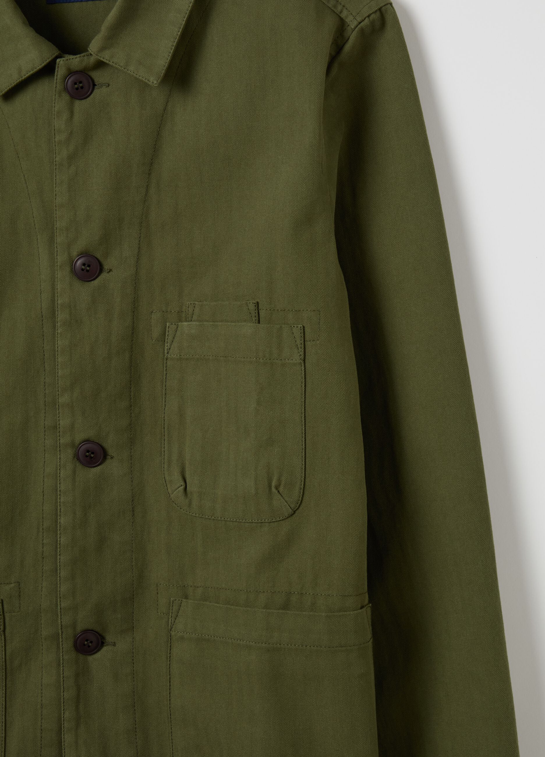 Striped shacket with herringbone motif