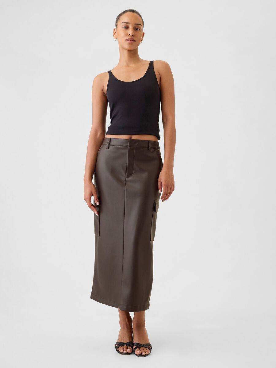 Glossy-effect midi cargo skirt_0
