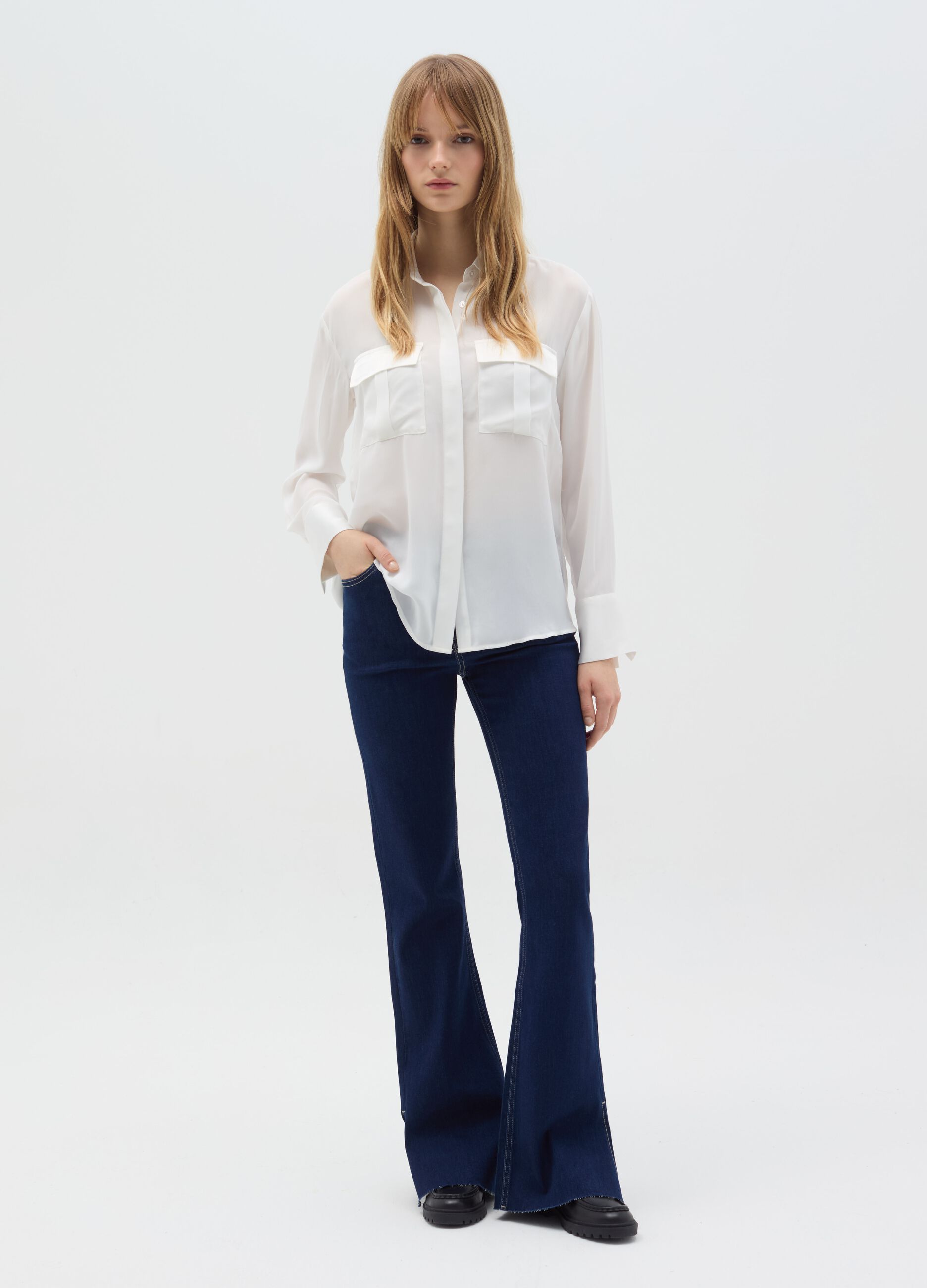 Camicia con dettagli in satin