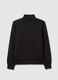 Black cotton-blend regular fit sweatshirt with zip_4