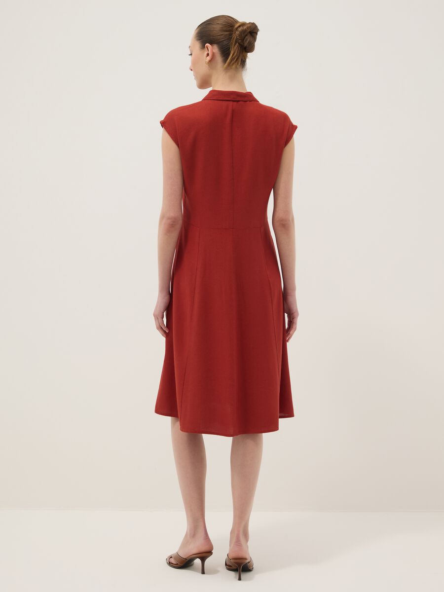Red regular-fit shirt dress in viscose and linen blend_3