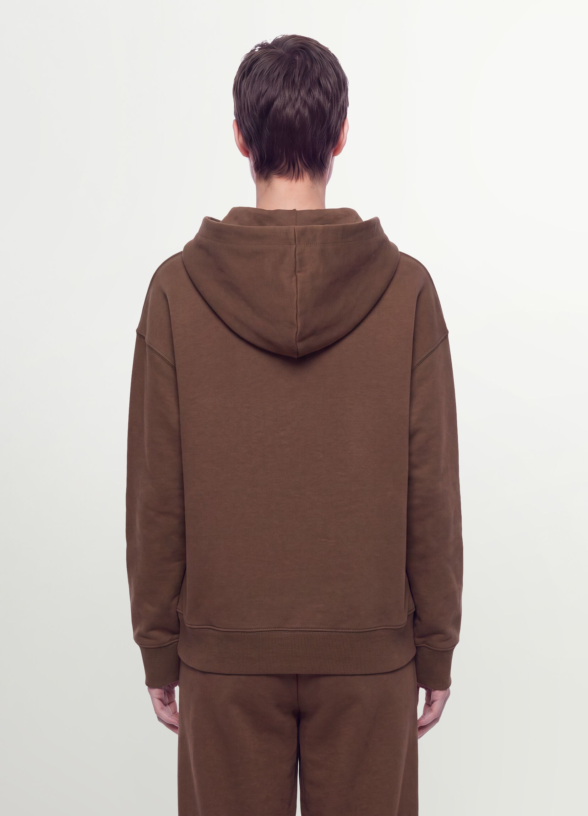 Brown cotton-blend hoodie with a regular fit