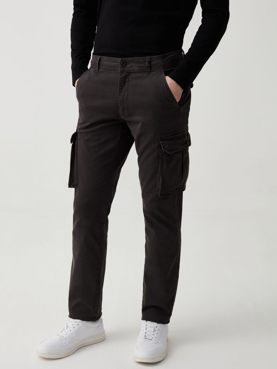 Pantalone cargo slim fit in twill stretch_1