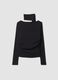 Black stretch jersey top with draped insert, slim fit_2