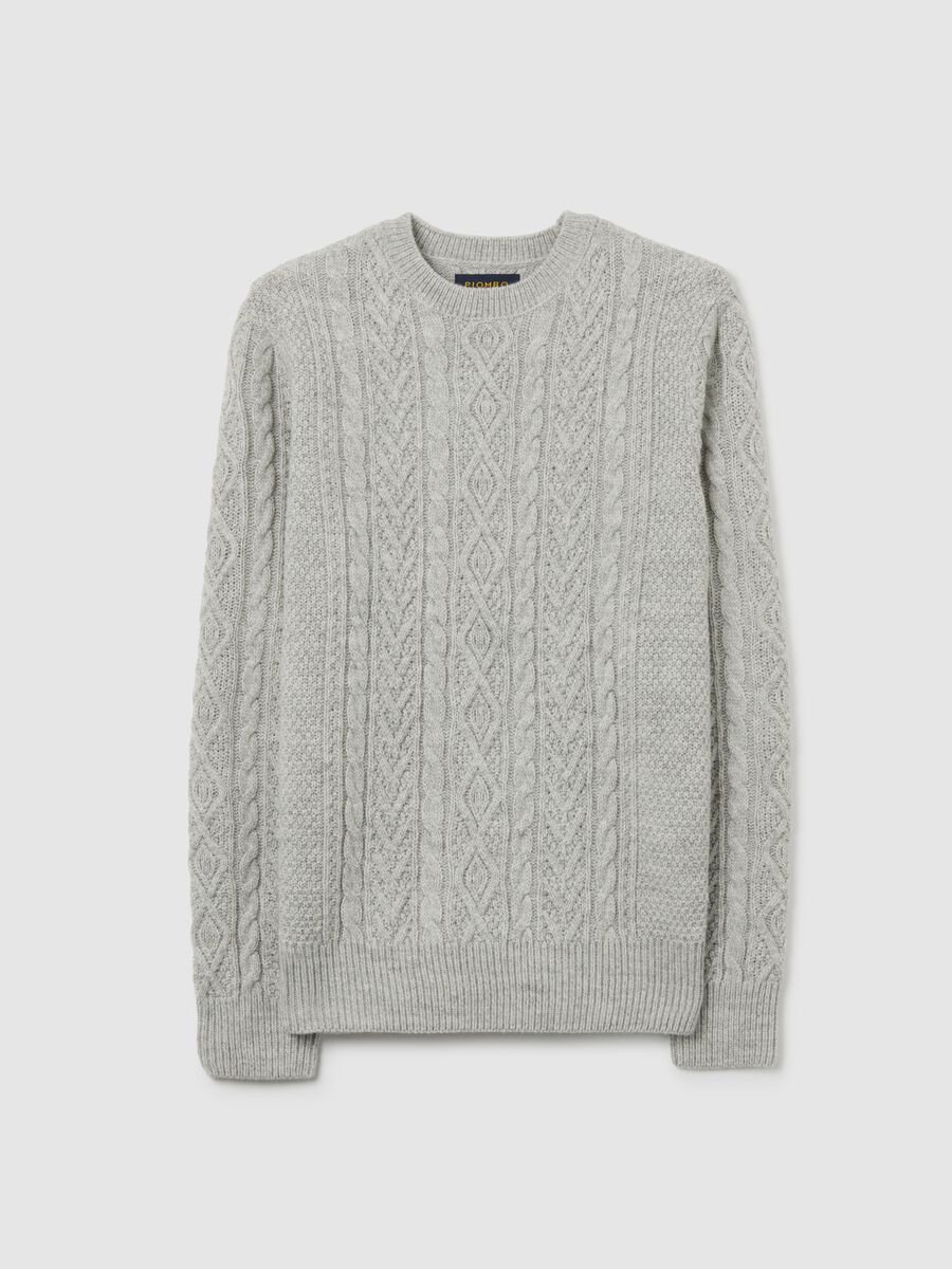 Grey regular fit sweater with round neckline_4