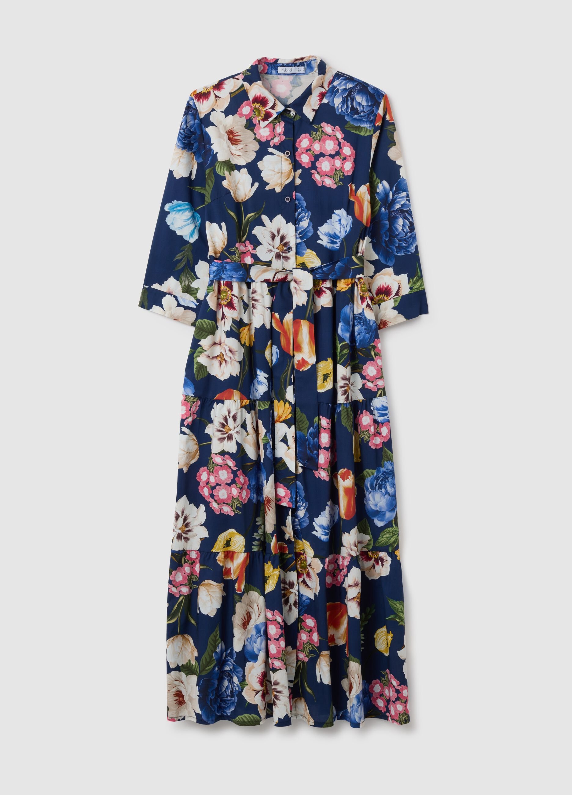 Women's Long Cotton Multicolour Regular Fit Dress