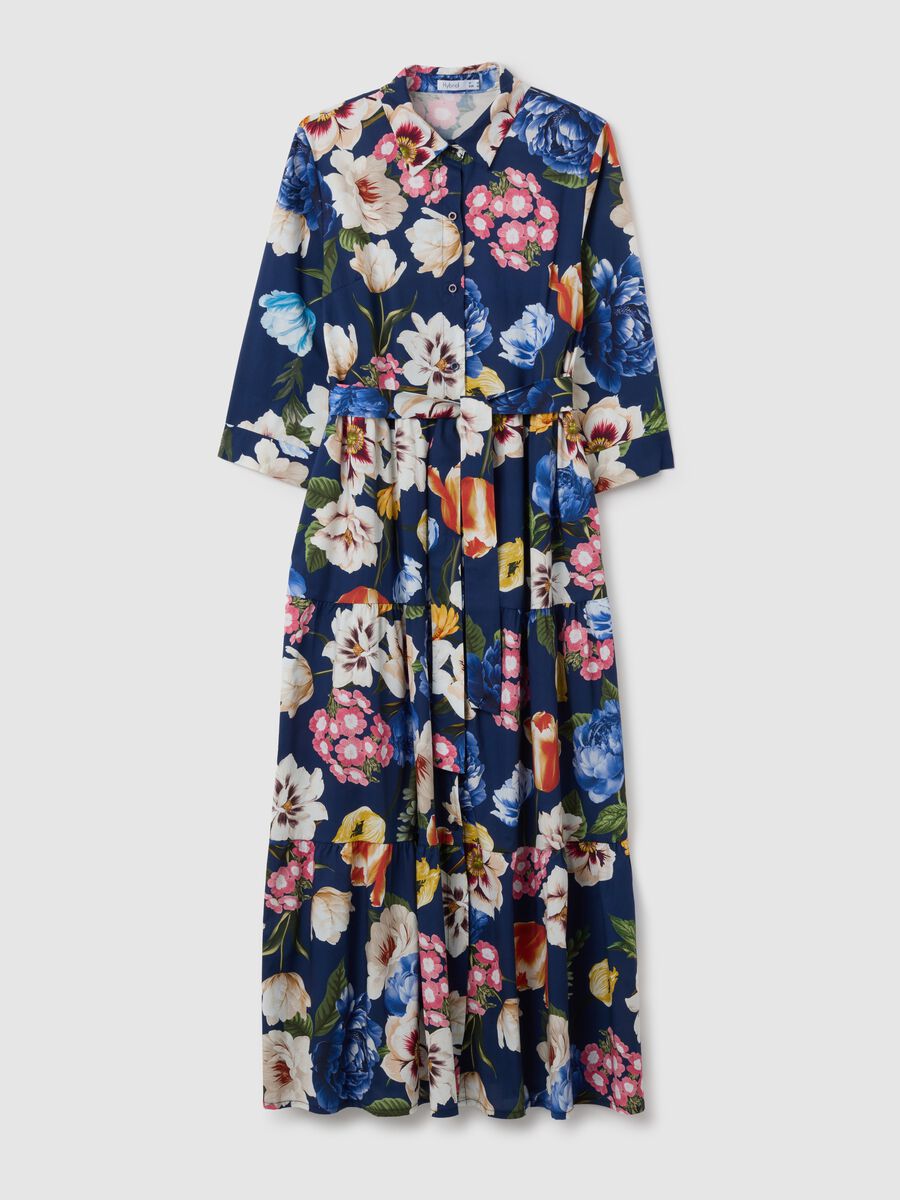 Women's Long Cotton Multicolour Regular Fit Dress_0