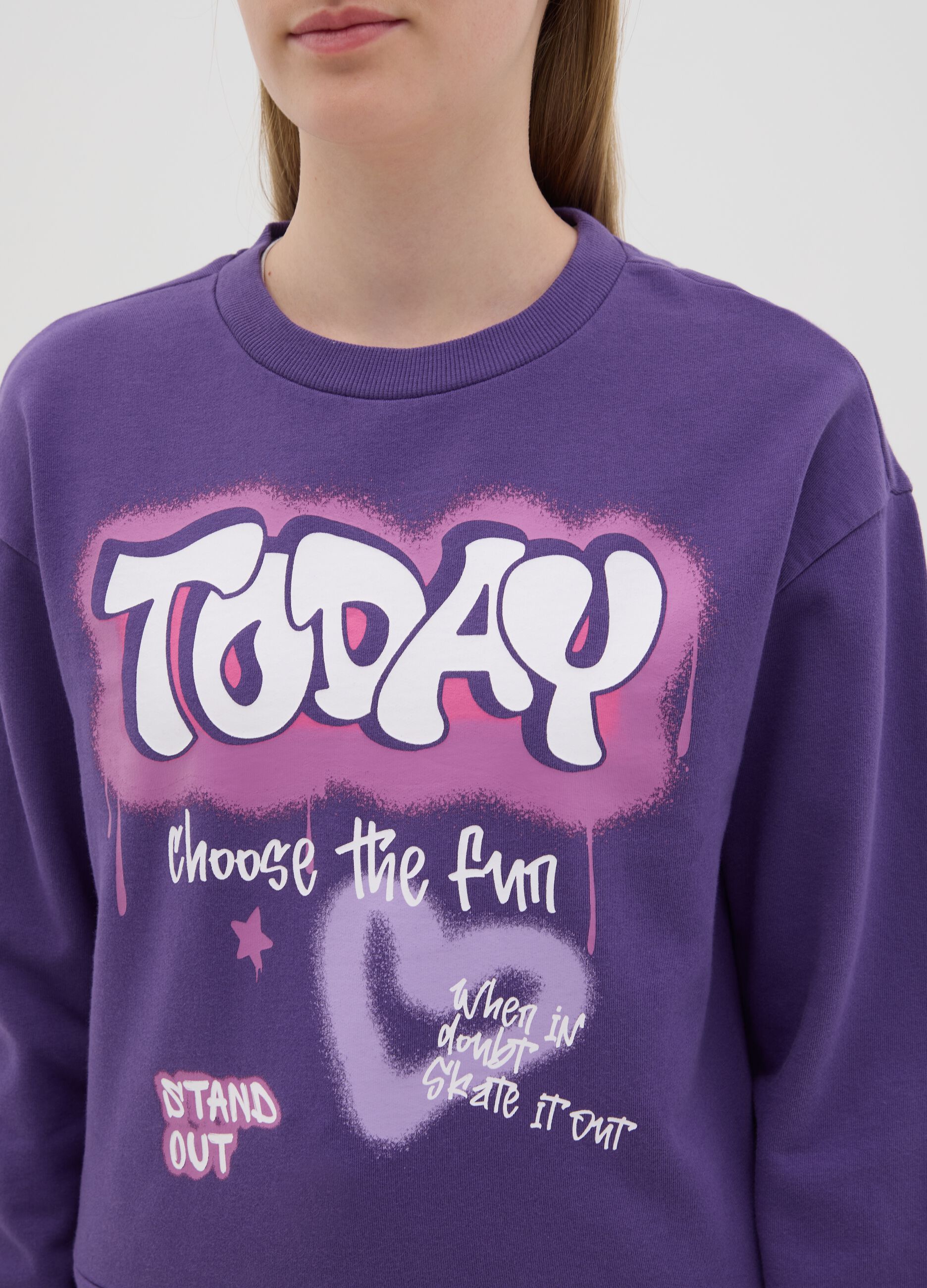 French terry sweatshirt with graffiti print