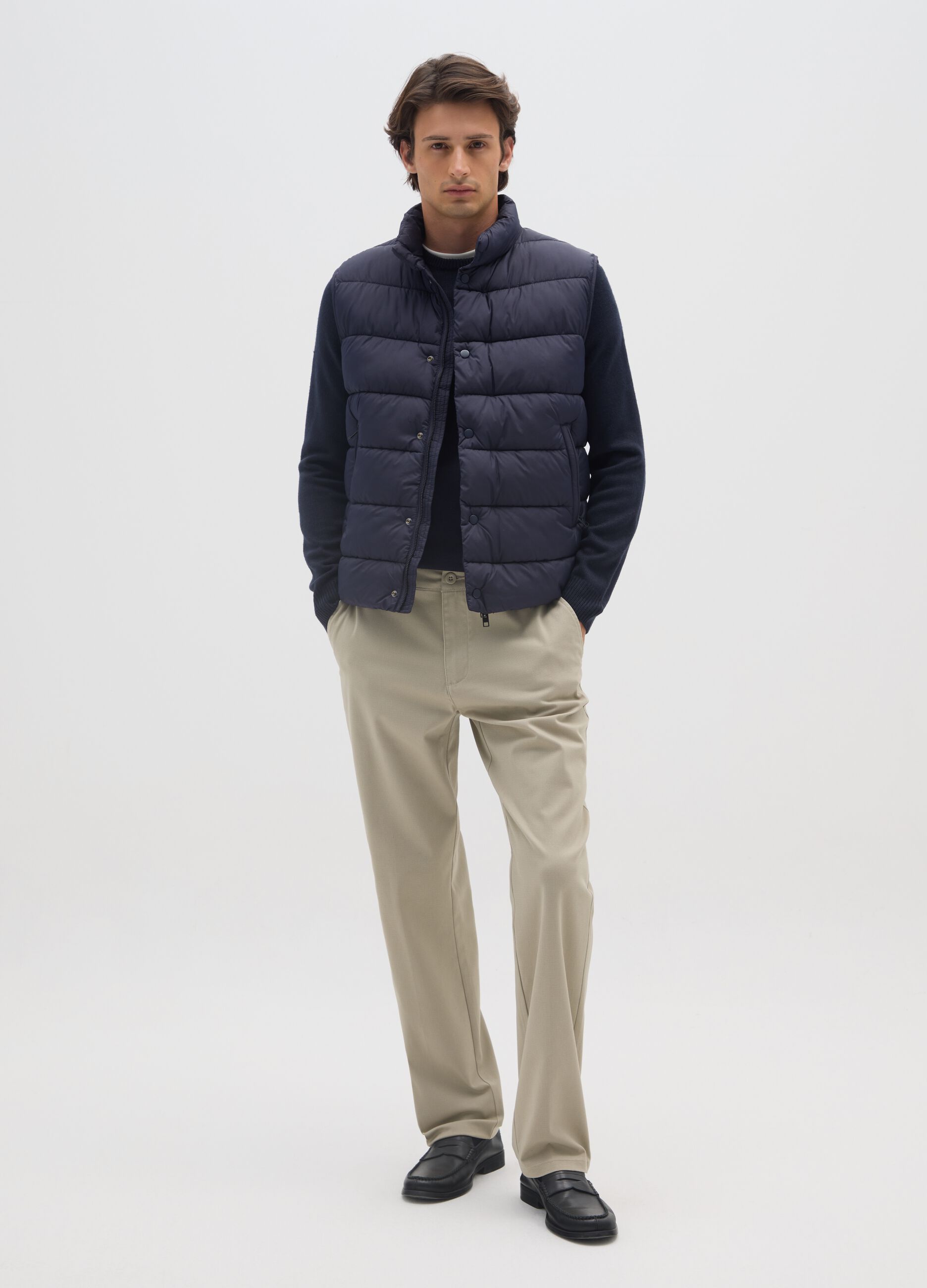 Blue Quilted Vest with Zip