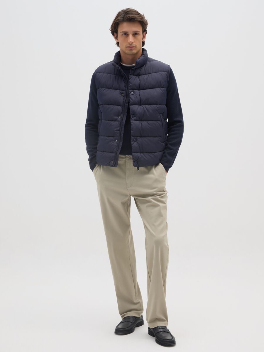 Blue Quilted Vest with Zip_1