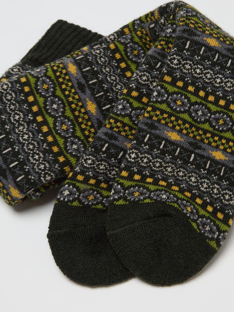 Multicoloured knee-high socks in cotton and wool blend_1