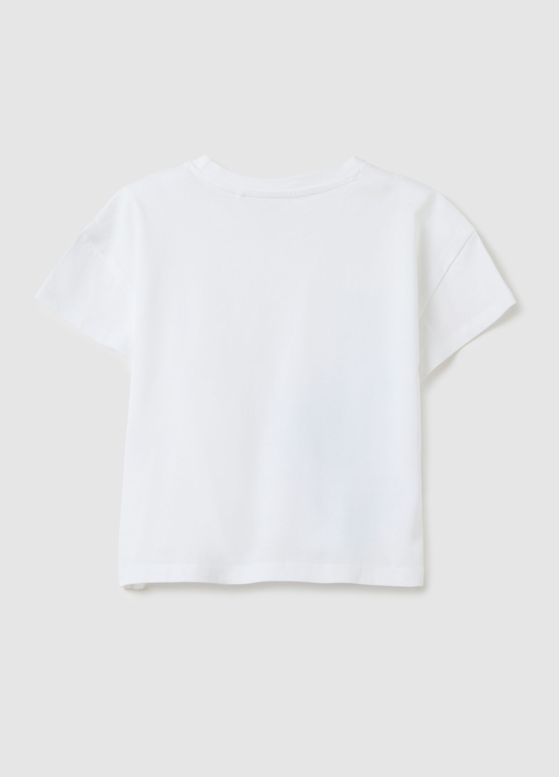 White T-shirt with fish print in organic cotton OVS Kids