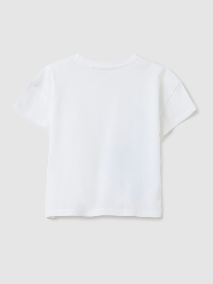 White T-shirt with fish print in organic cotton OVS Kids_1