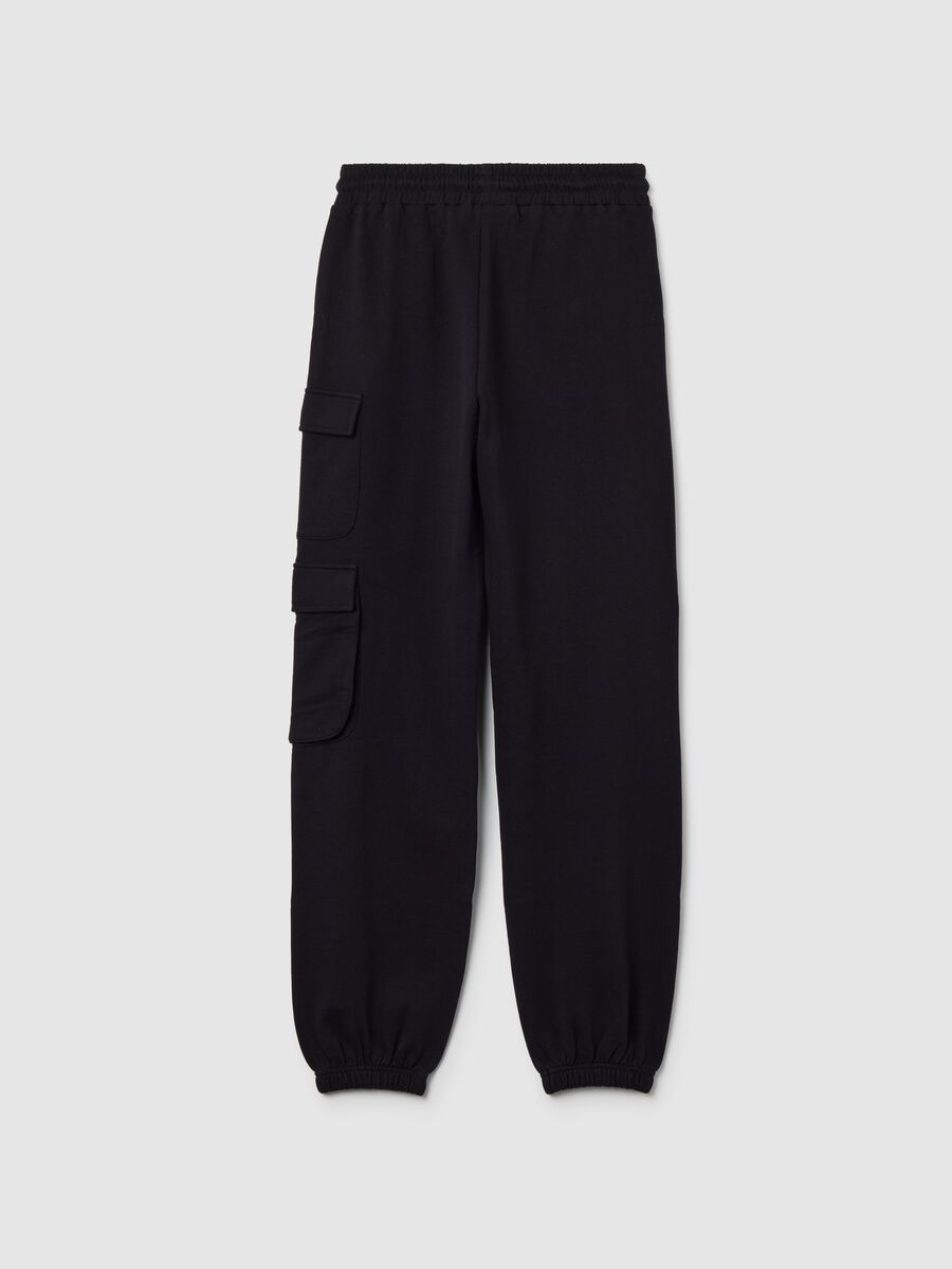 Pantaloni jogger da ragazza in misto cotone nero regular fit_4