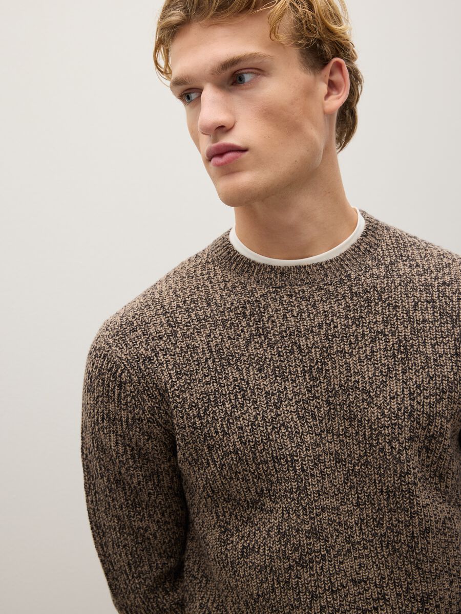 Brown round neck sweater regular fit_3