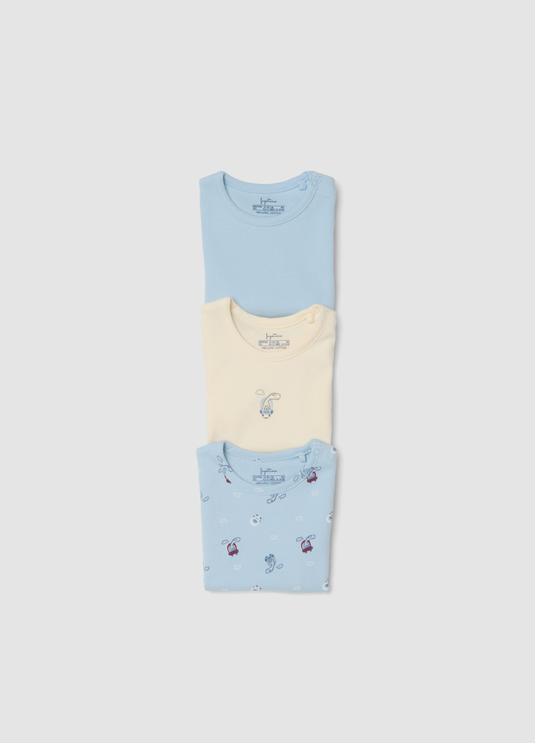 3-pack of multicolour organic cotton bodysuits for babies and toddlers