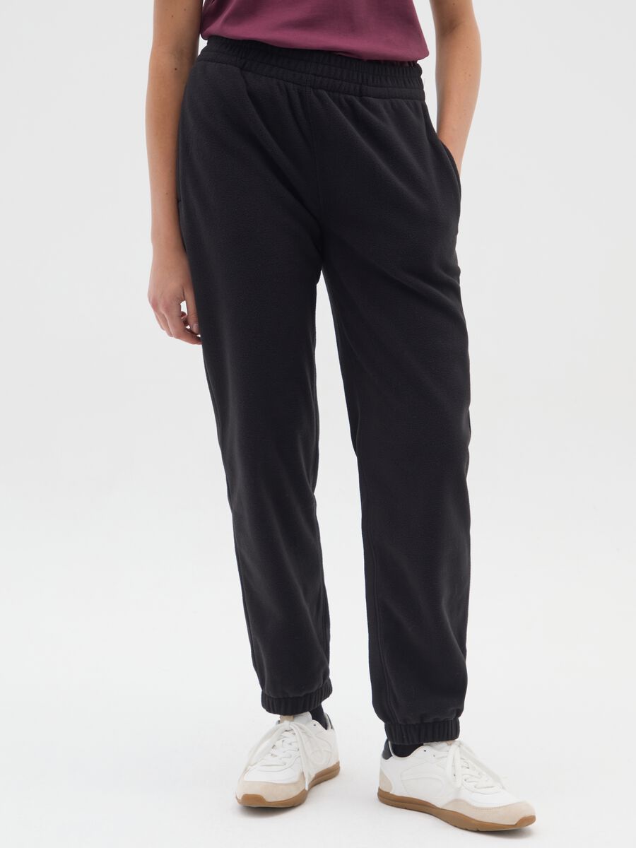 Black regular fit jogger trousers with elasticated waist_1