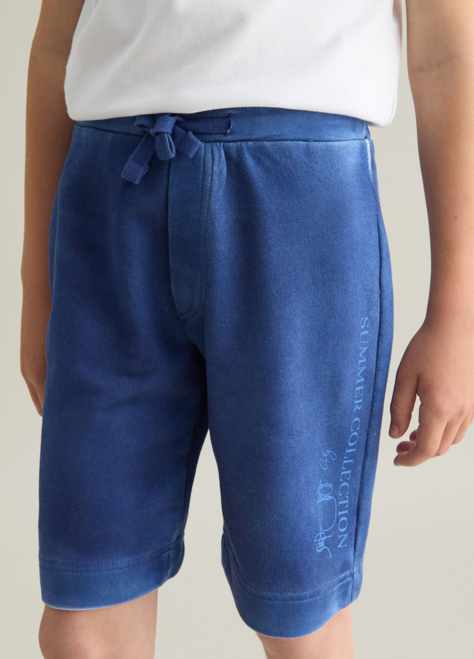 Children's regular fit blue cotton shorts