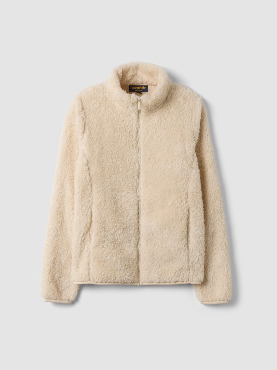 White crew-neck sweatshirt with zip, regular fit_0