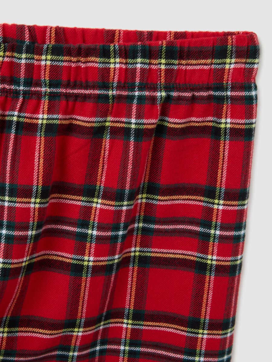 Girl's regular fit multicolour plaid pyjamas in pure cotton_3