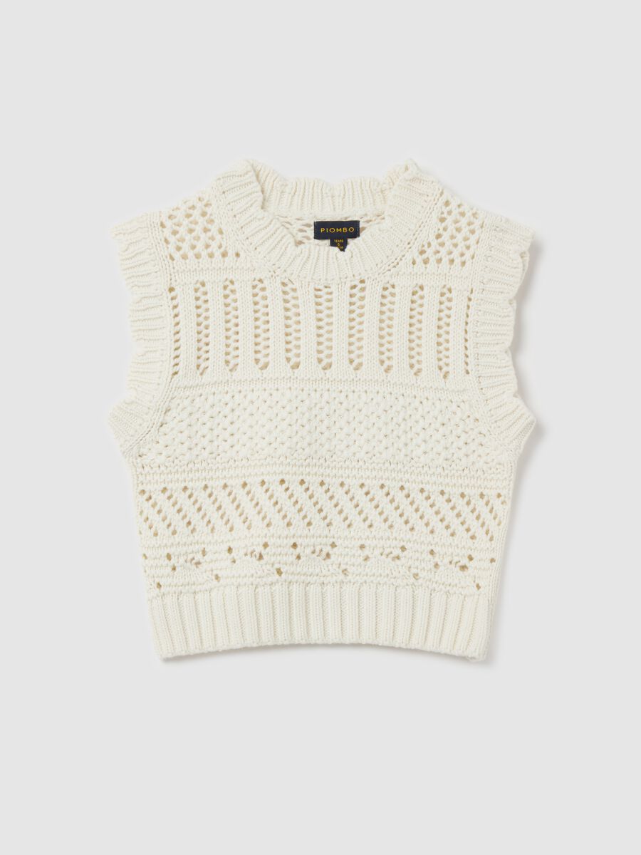 Cotton gilet with openwork design_3