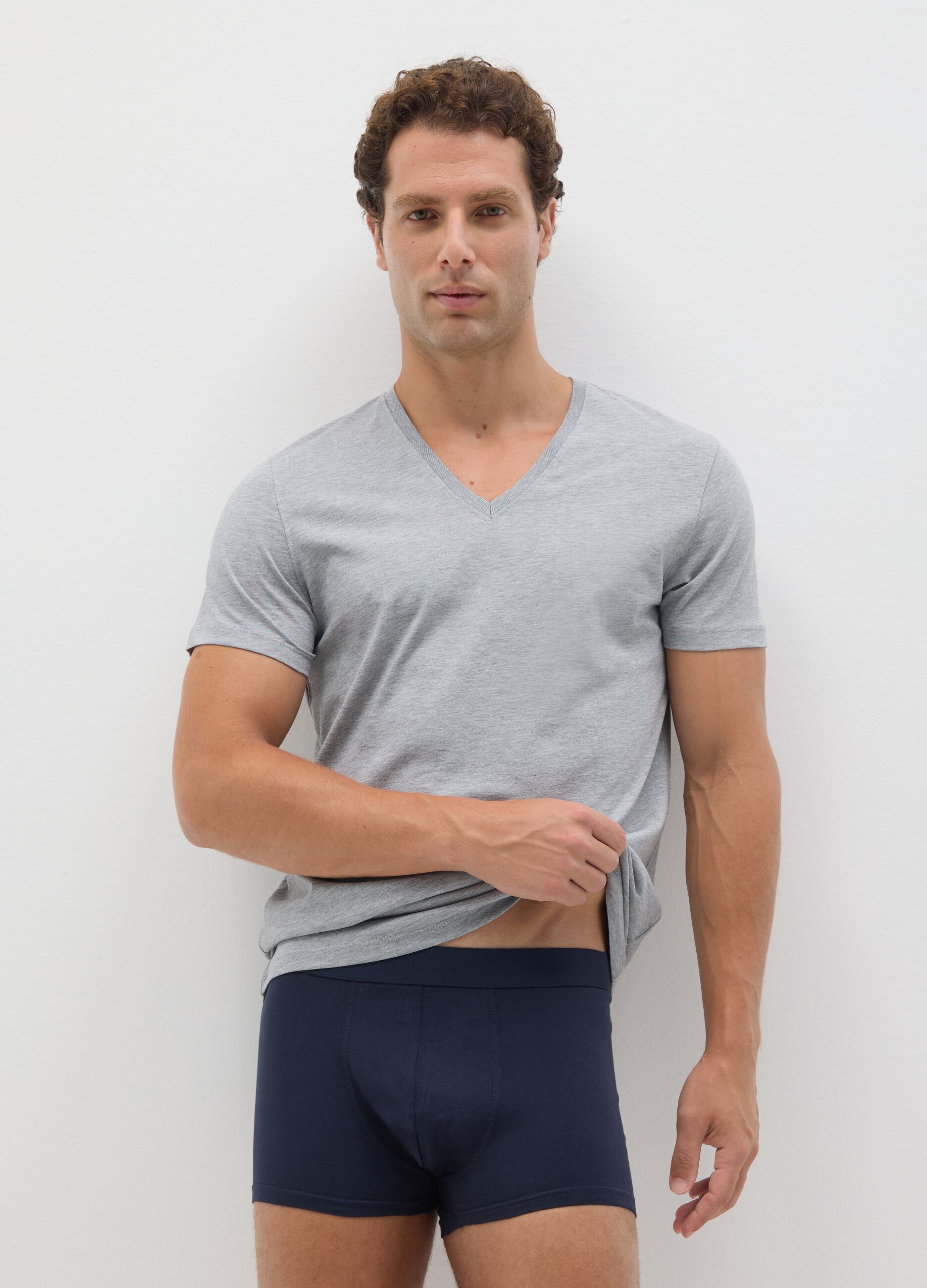 Bipack di t-shirt in puro cotone grigie regular fit