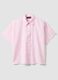 Camicia rosa in puro lino a maniche corte regular fit_0