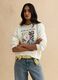 Beige regular fit cotton blend sweatshirt with print_2