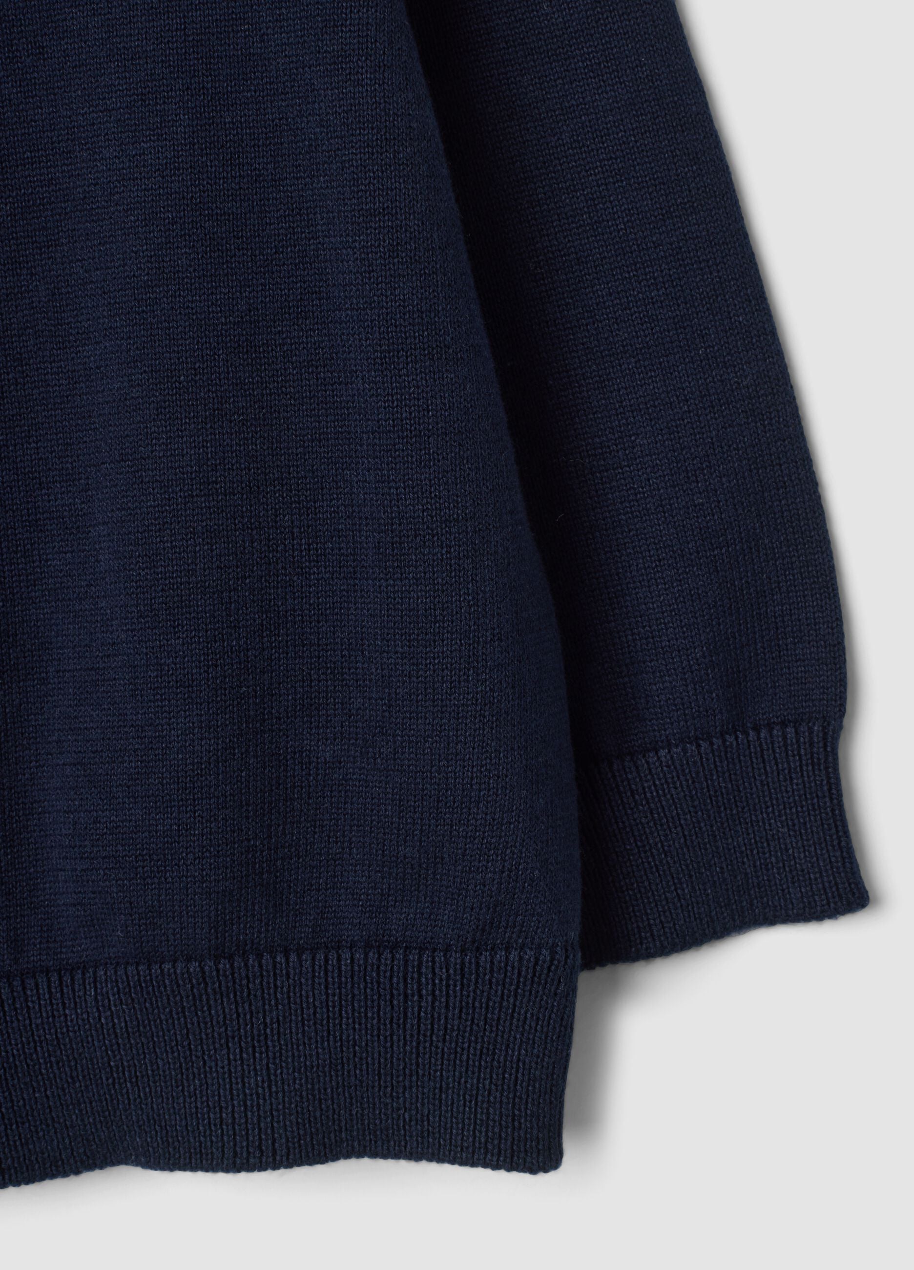 Blue long-sleeved pure cotton polo shirt