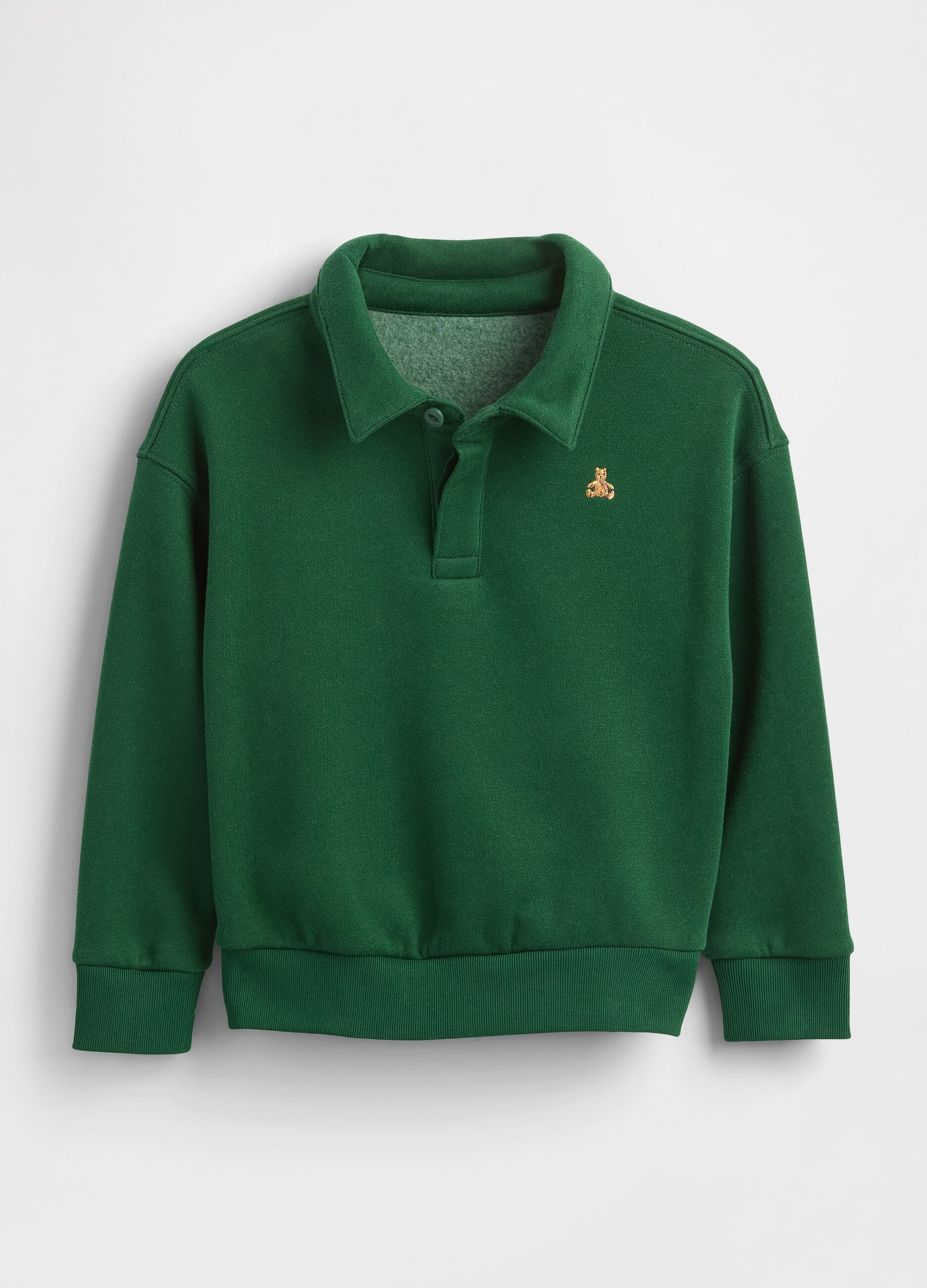 Green cotton sweatshirt with collar