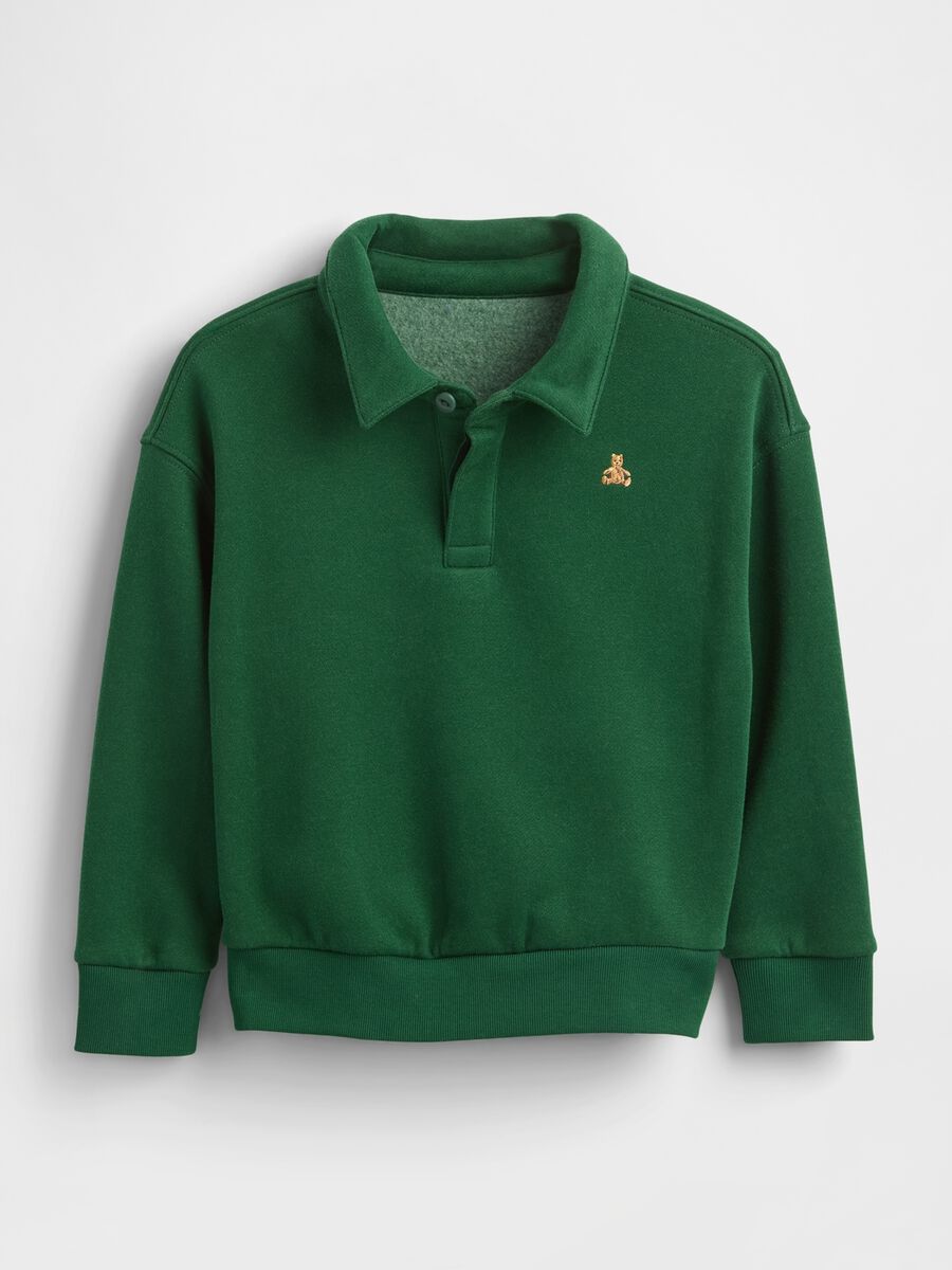 Green cotton sweatshirt with collar_0