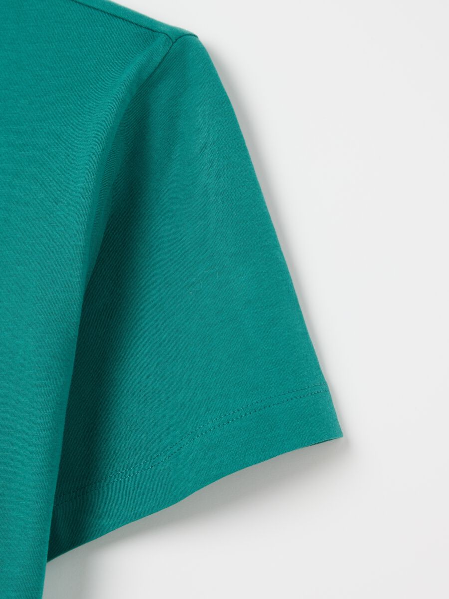 Green cotton T-shirt with "Venezia" print_5