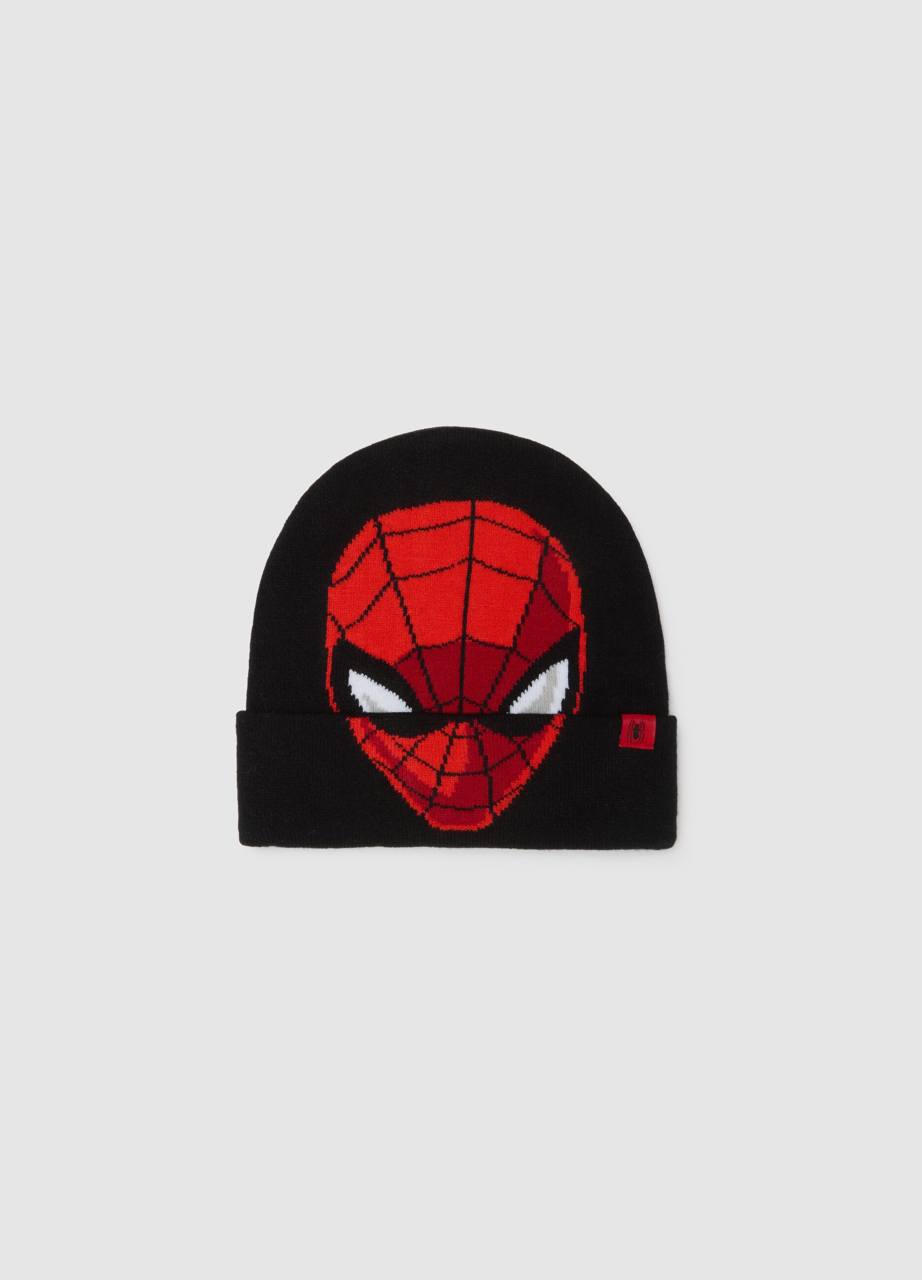 Black beanie hat with Spider-Man