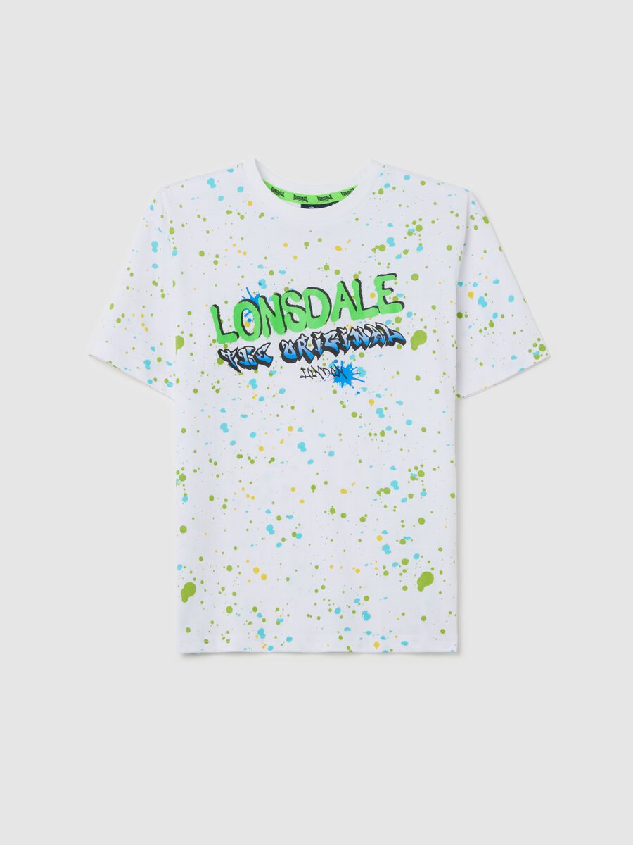 Cotton T-shirt with logo and paint splashes print_3