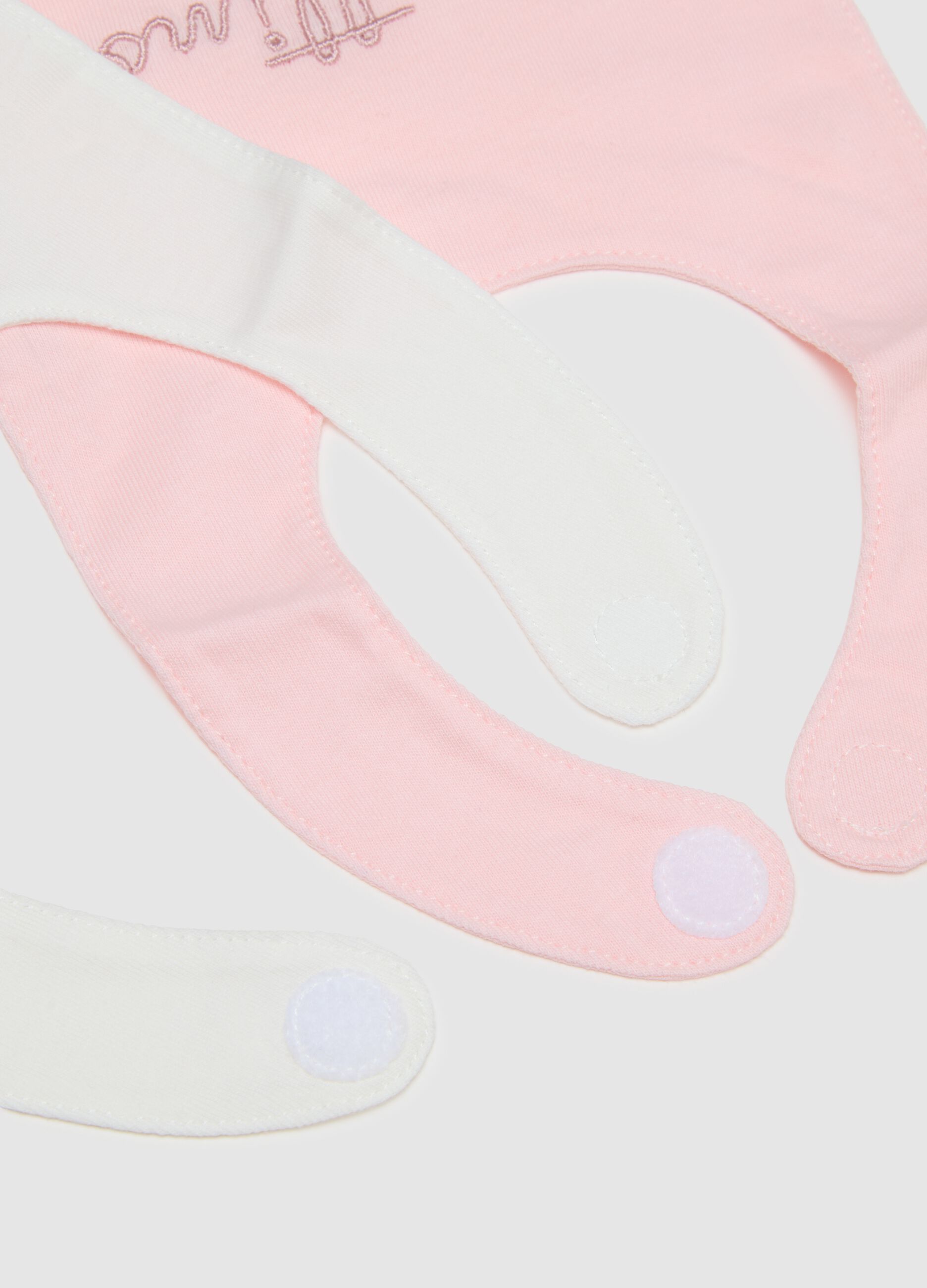 Newborn Bib Pair Set in Multicolour Pure Cotton with Embroidery