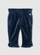 Girls' Velour Blue Slim Fit Treggings with Ruffles_0