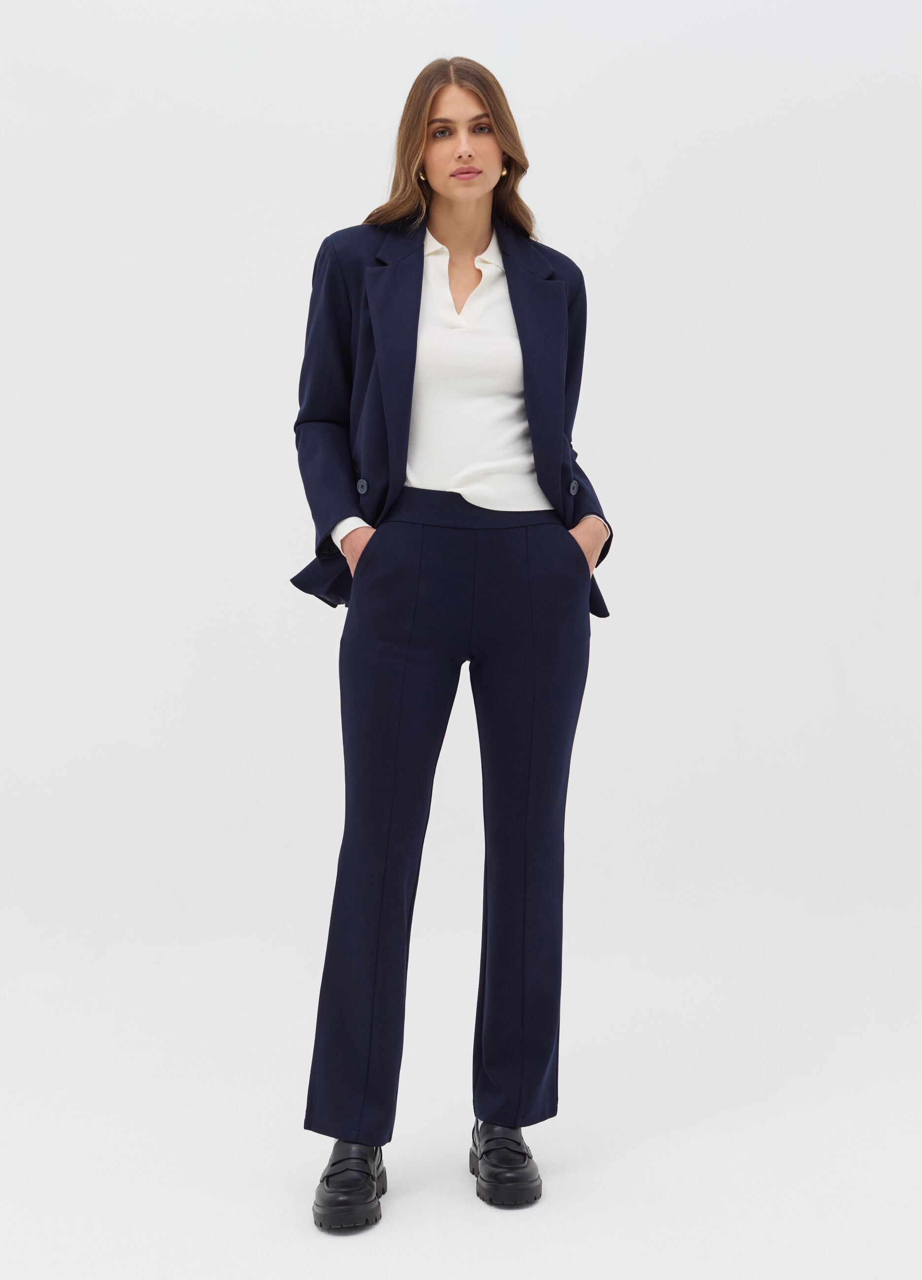 Milano-stitch leggings with raised seams