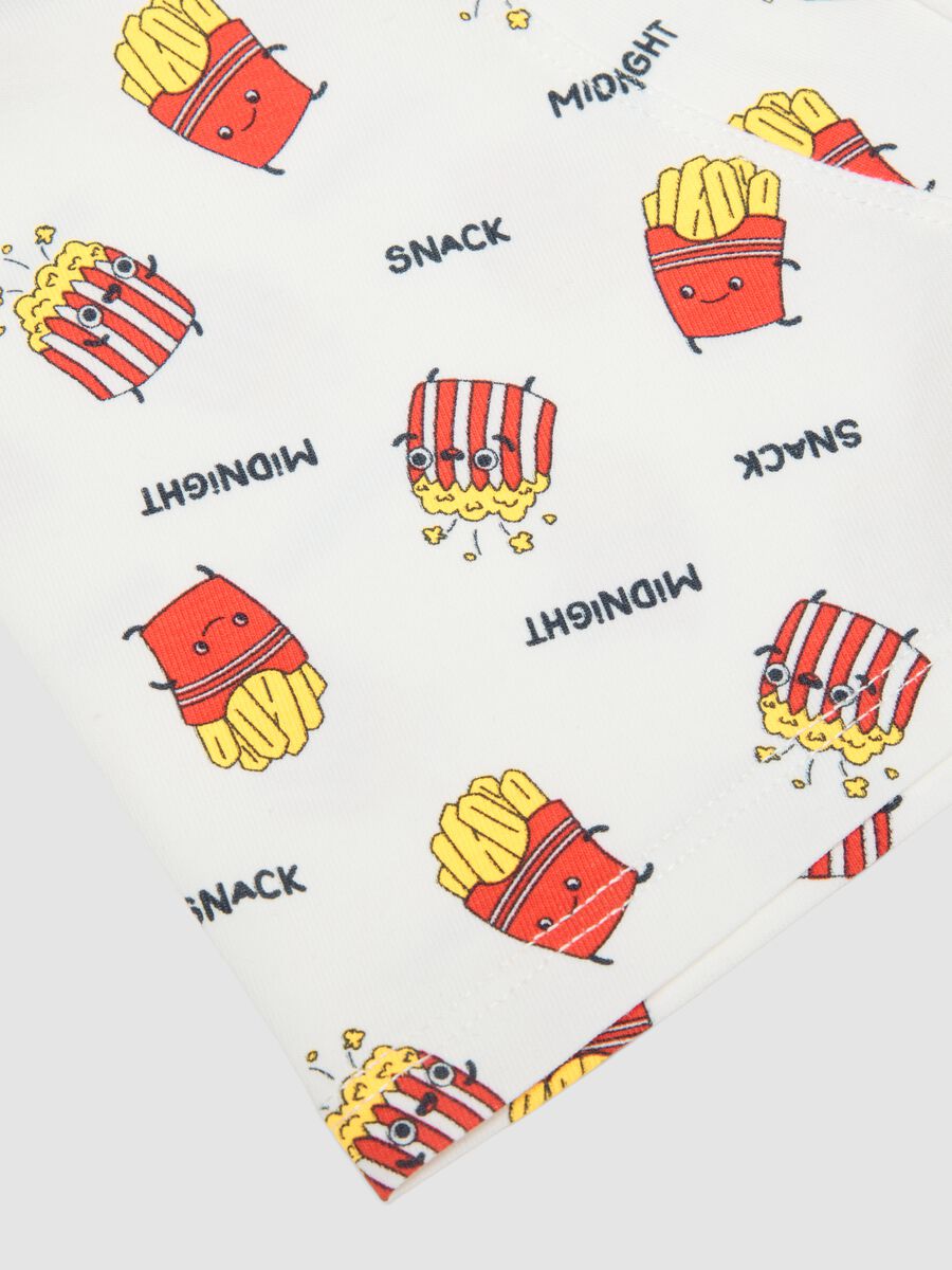 White midi boxer shorts in stretch organic cotton with French fries print_3