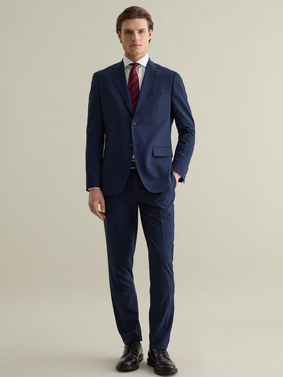 Slim-fit single-breasted blazer with micro weave_1