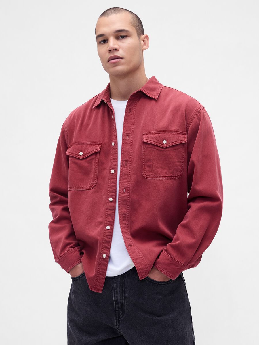 Red Shirt in Cotton and Lyocell_0