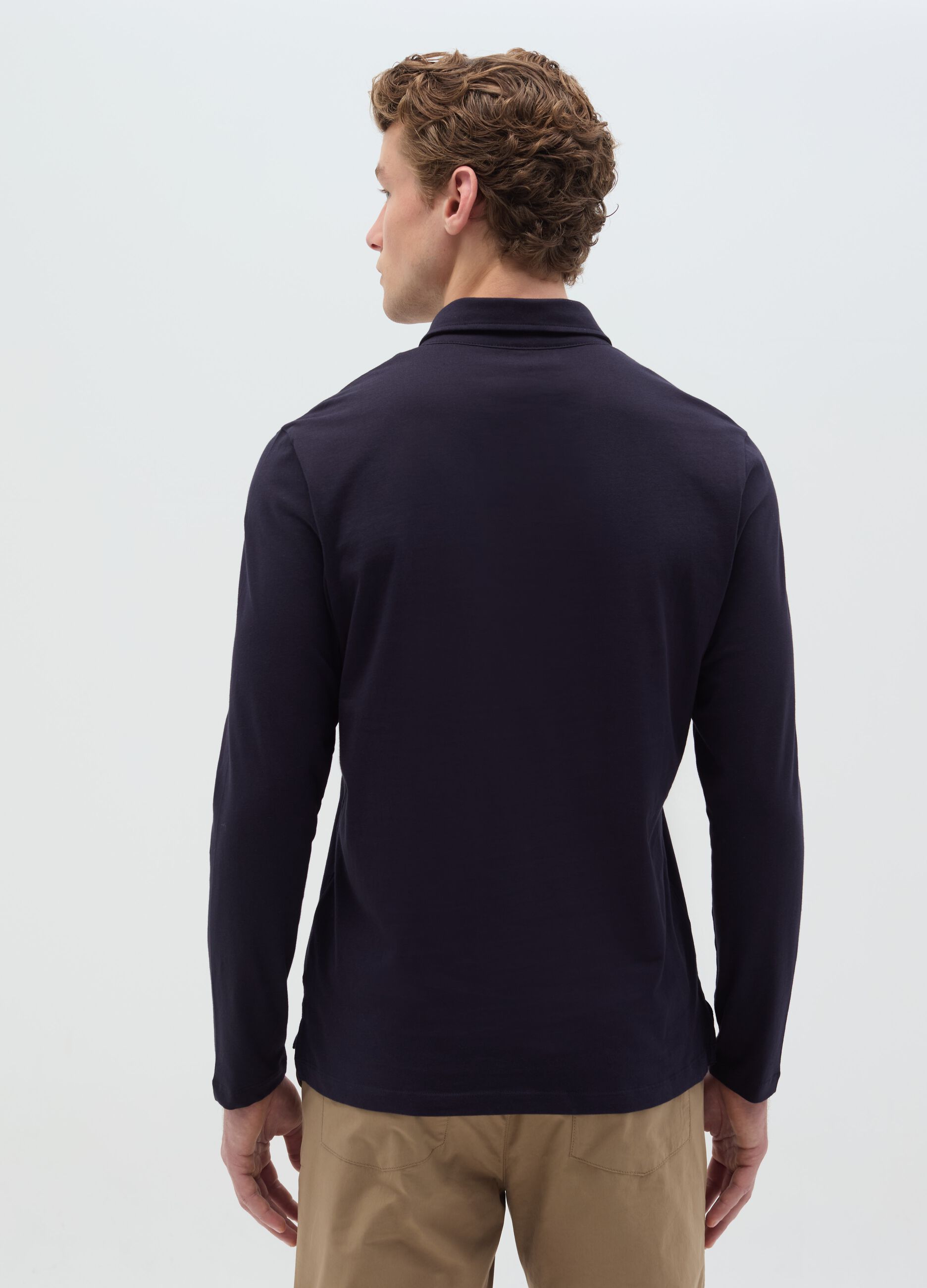 Polo in cotone a maniche lunghe