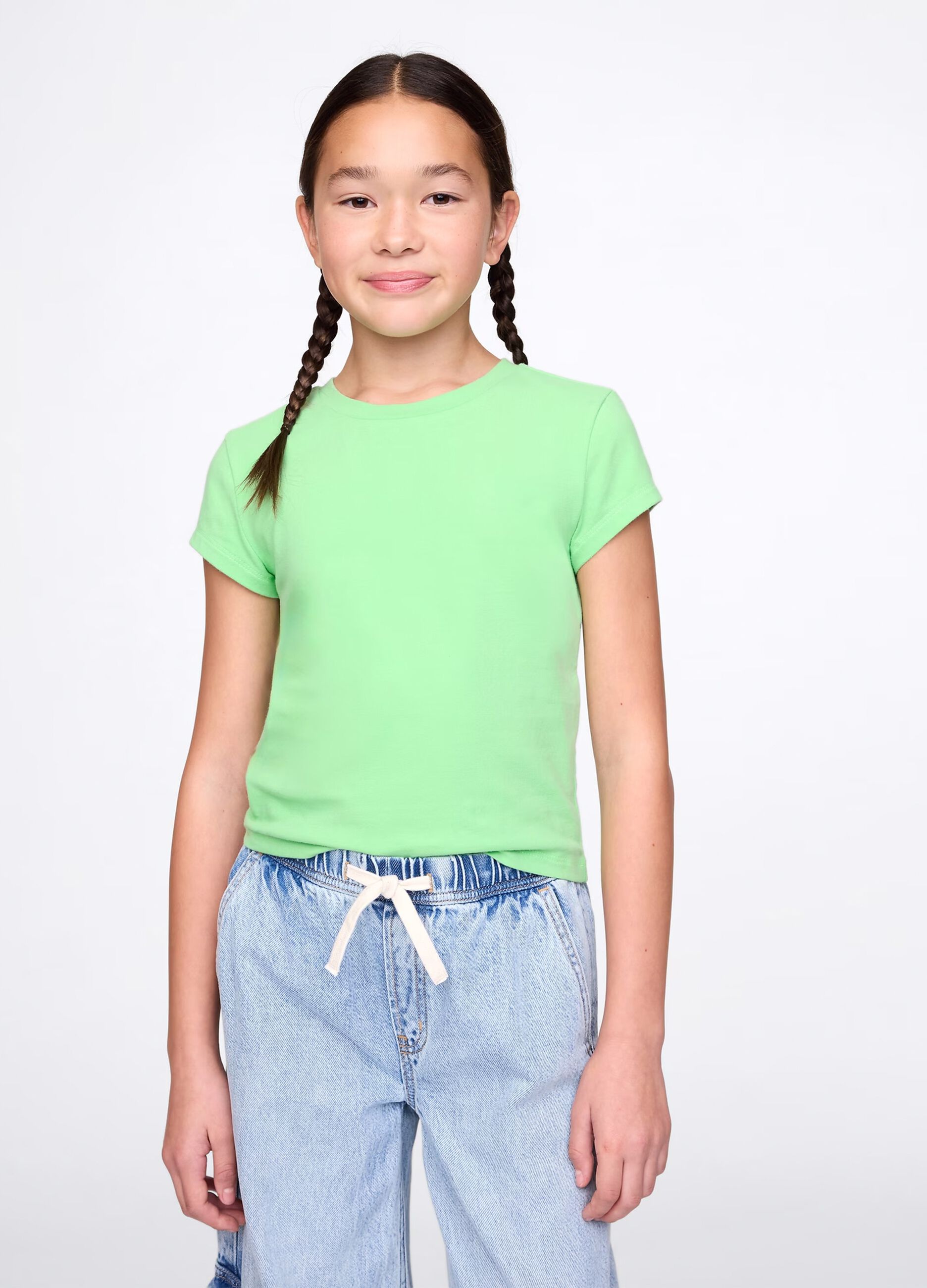 Green stretch cotton T-shirt