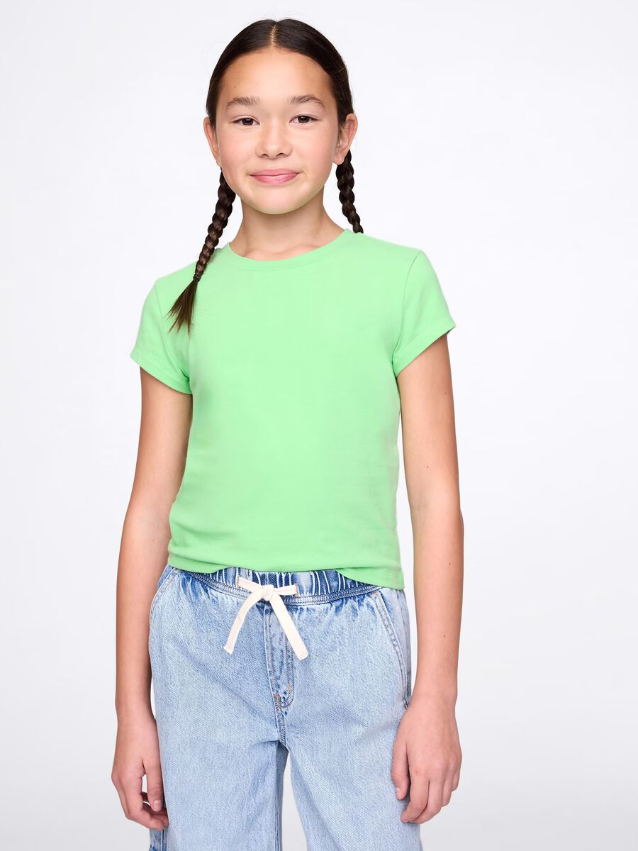 Green stretch cotton T-shirt_0