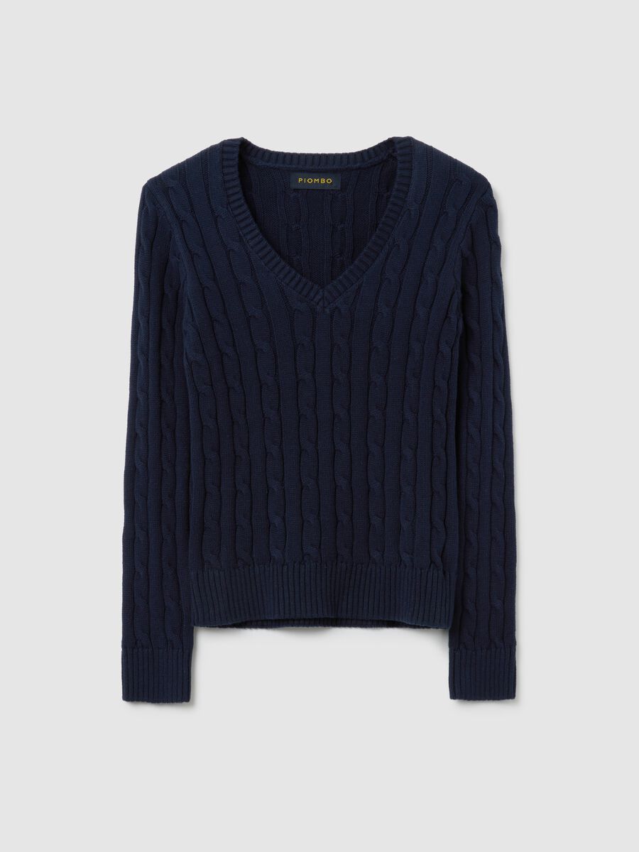 Maglione in puro cotone blu regular fit_4